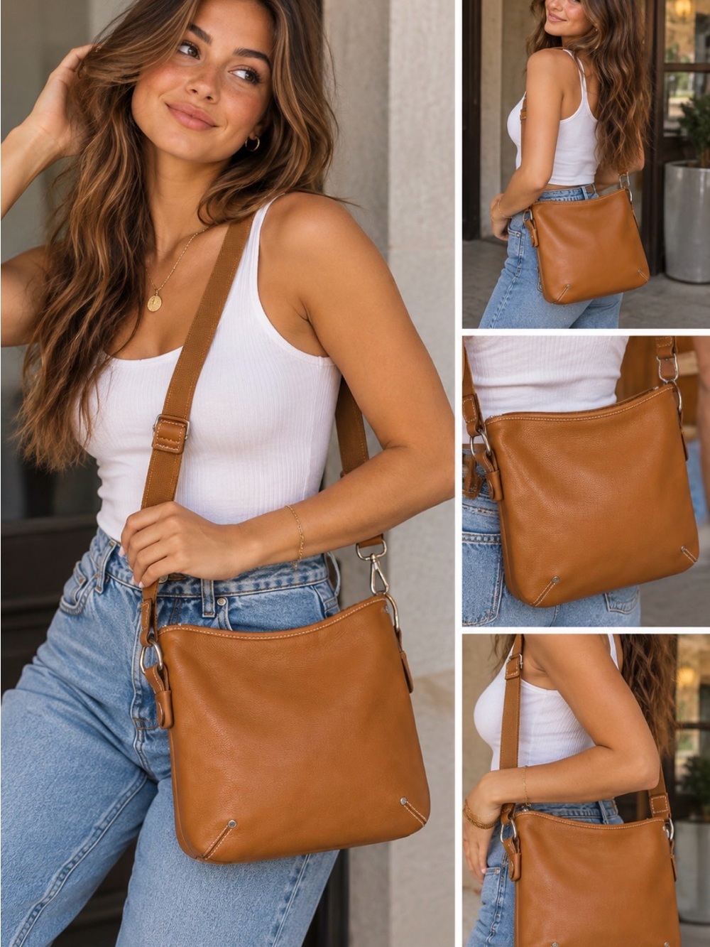 Beautiful Authentic Longchamp Tan Leather Crossbody Bag - Women